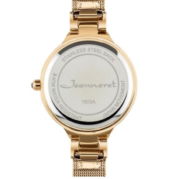 New Jeanneret Luxury Crystal Bezel Blue Face Gold Tone Mesh Band Wristwatch main image 5